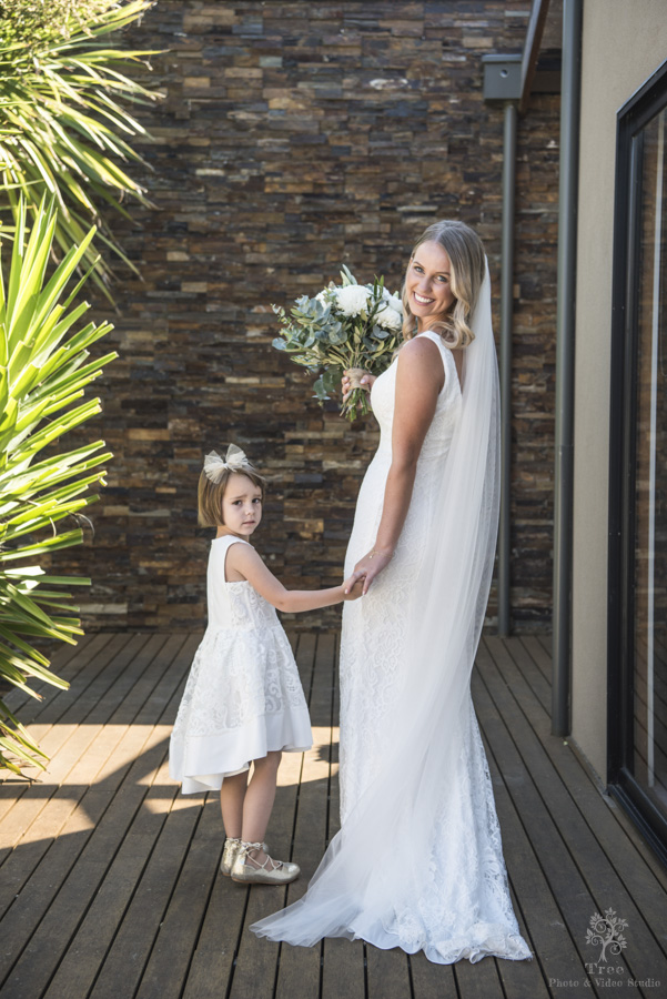 bride and flower girl photo