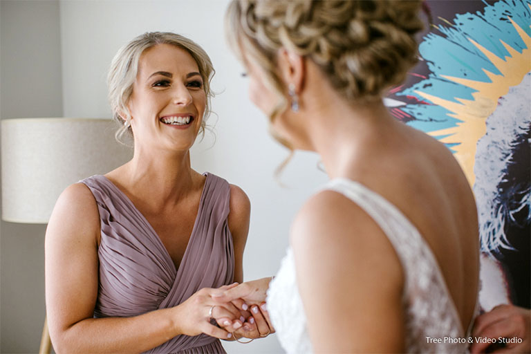 Bride with her bridesmaid