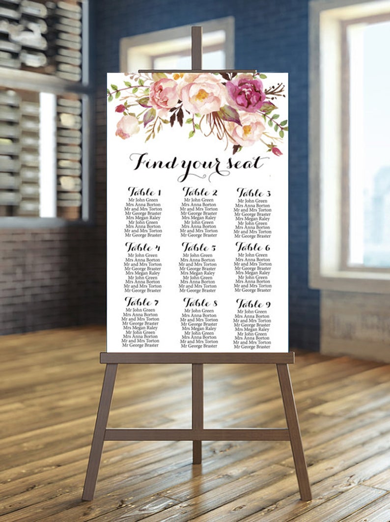 Wedding Guest list Board