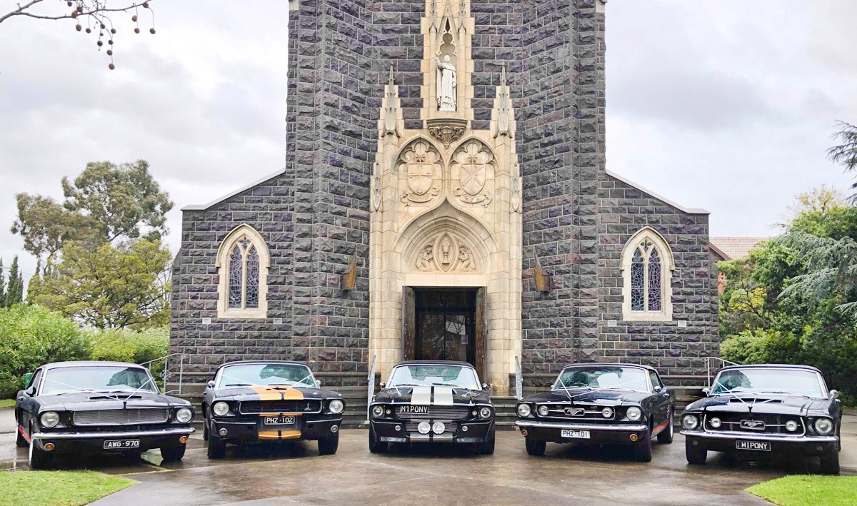 Mustangs in Black Wedding Car Hire In Melbourne